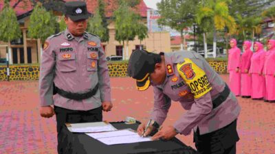 Kapolres Aceh Tamiang Pimpin Sertijab Kabag Ops