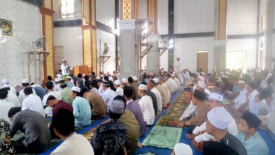 Perdana, Ribuan Jama’ah Sholat Ied Padati Mesjid Besar Al Husna Panai Hulu